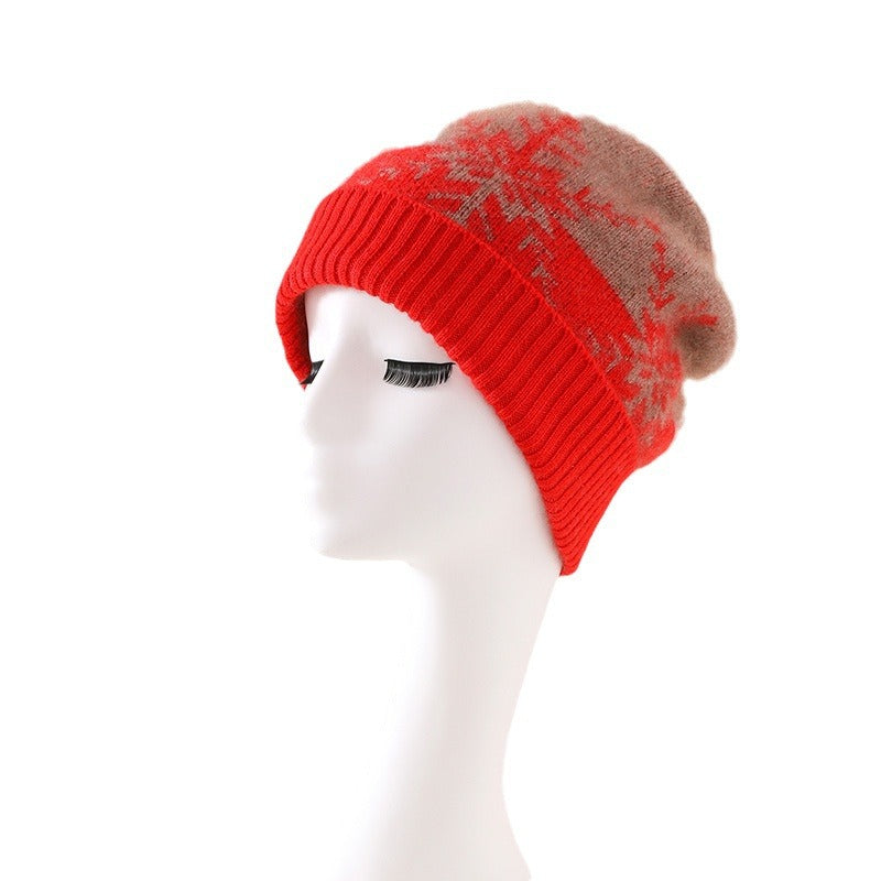 Pure cashmere hat women's winter thickened knitted wool hat with ear protection