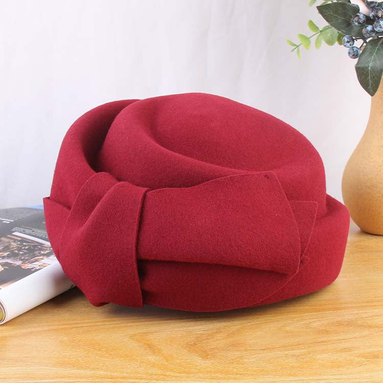 Women's Autumn and Winter Elegant Bow Wool Beret Retro Fashion Hat