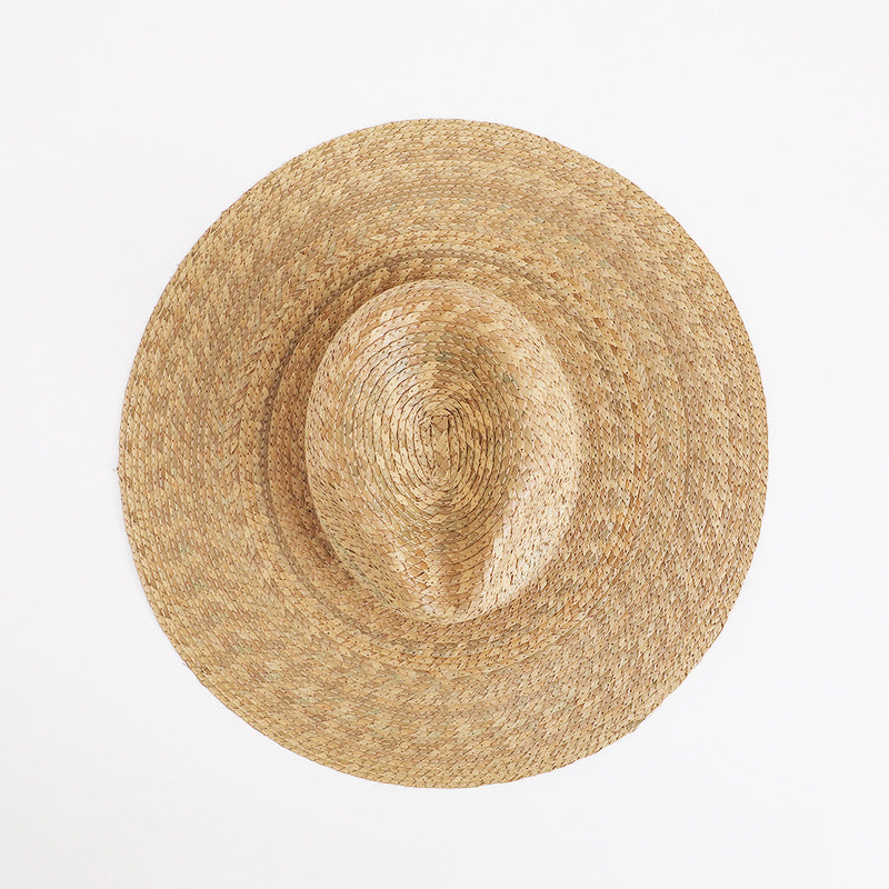 Sunflower grass woven jazz top wide brim straw hat for men and women summer sun protection cowboy hat