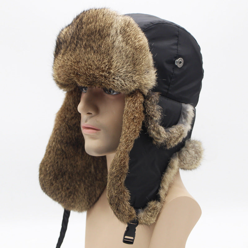 Fur hat rabbit fur hat winter warm men's thick ear protection hat