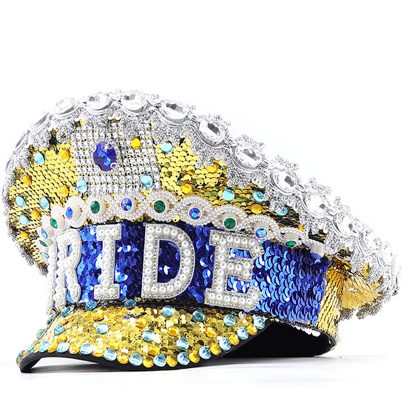 Colorful sequined diamond all-match diamond navy hat party carnival big hat