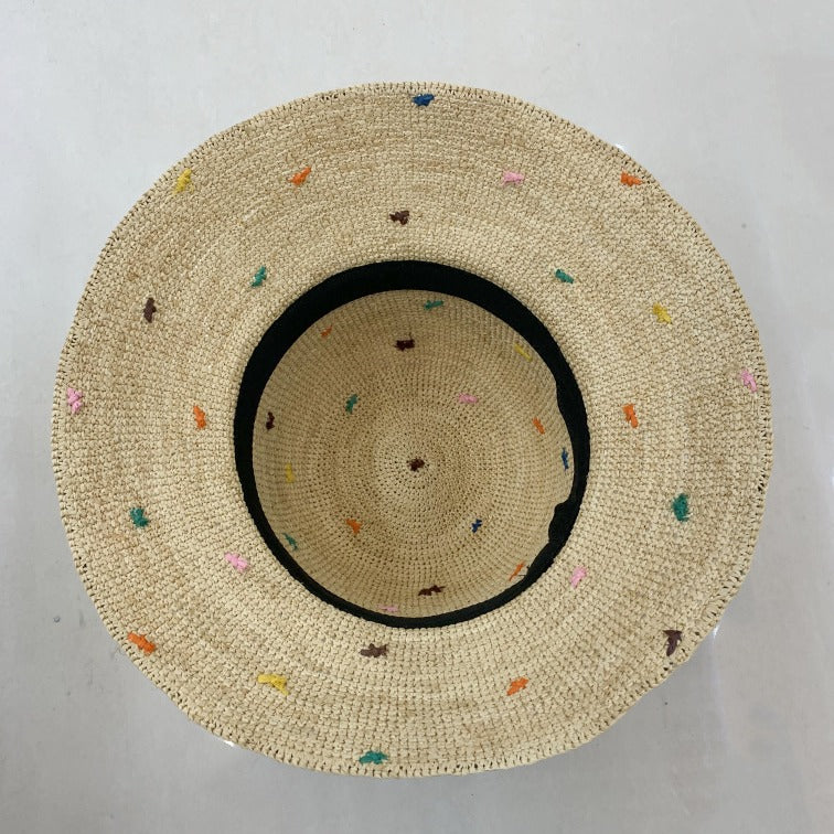 Spring and summer fisherman hat pure hand-woven straw hat sun hat versatile temperament beach hat