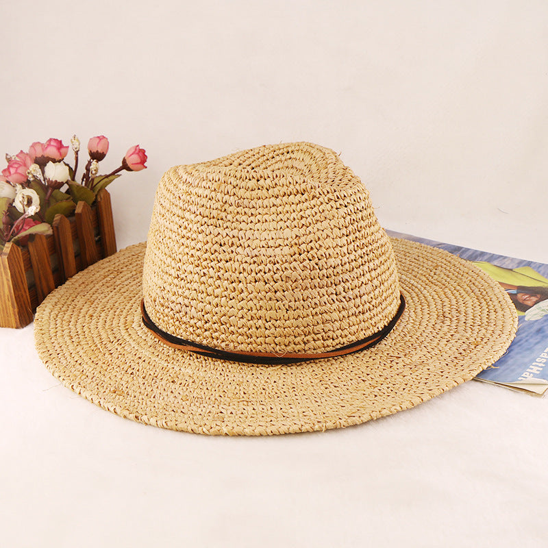 Fashion Crochet Straw Hat Casual Short Brim Straw Hat Unisex