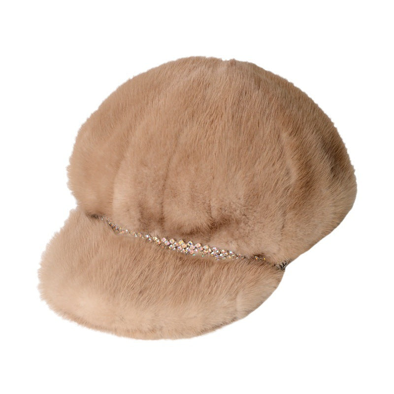 Fashion mink fur hat for women autumn and winter warm fur cap