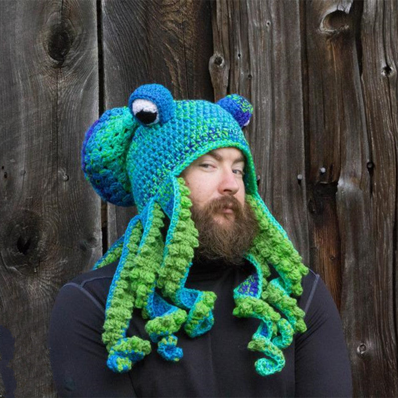 Octopus hat tricky funny octopus head cover warm crochet wool hat