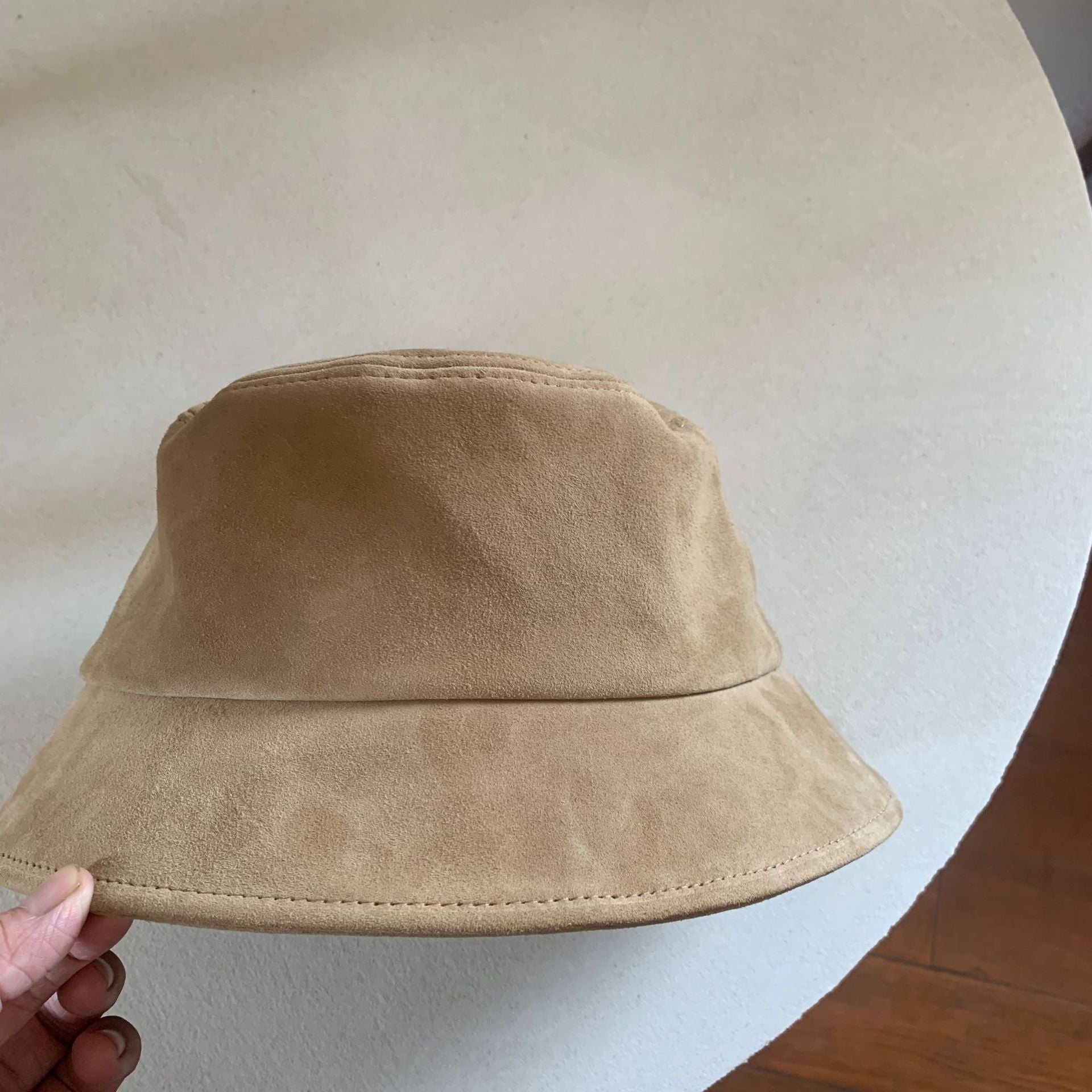 Sheepskin genuine leather solid color flat hat autumn and winter fisherman bucket hat beret