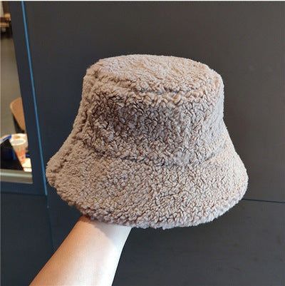 Autumn and winter bucket hat lambskin bucket hat winter women's plush fashion warm hat cold hat men