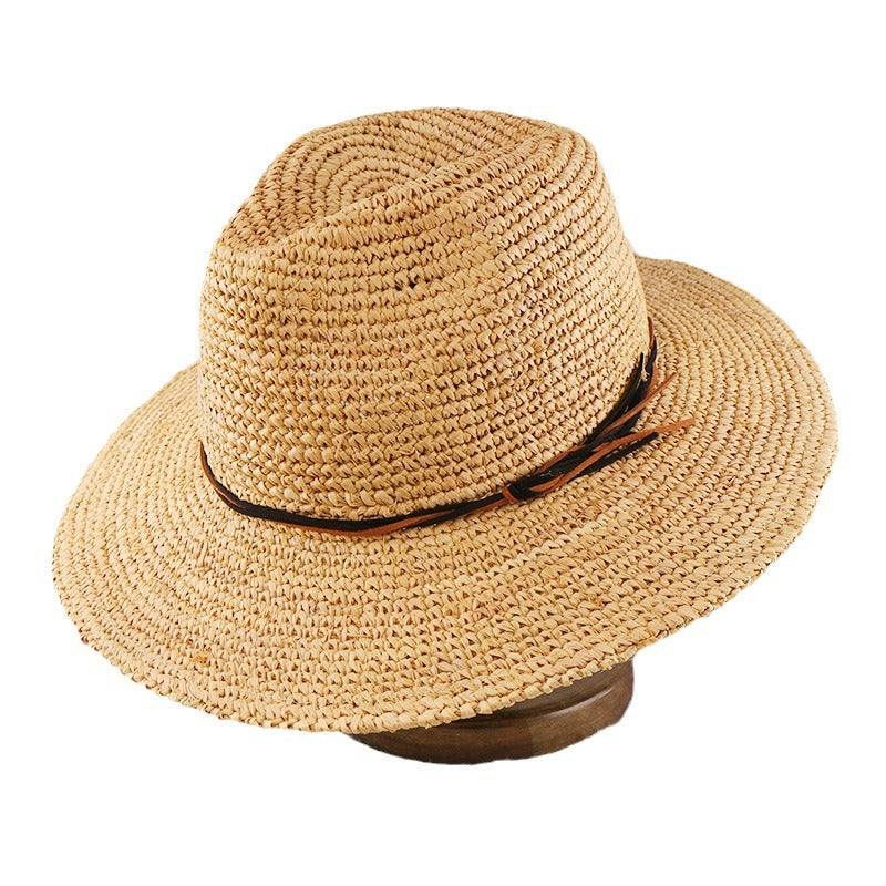 Fashion Crochet Straw Hat Casual Short Brim Straw Hat Unisex