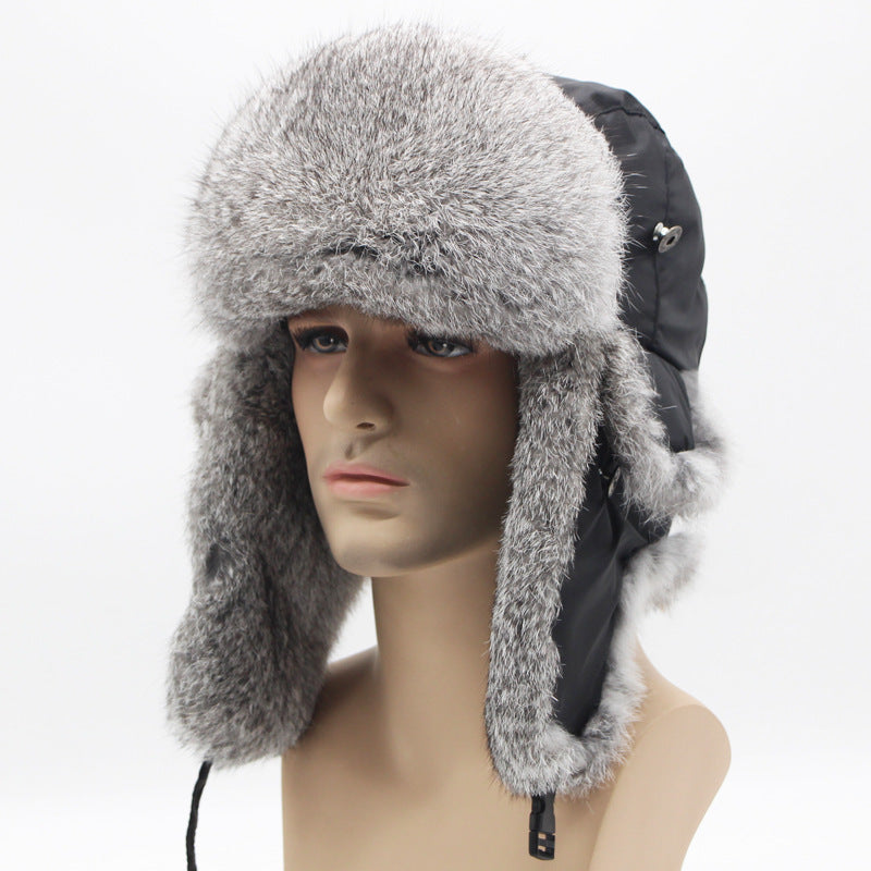 Fur hat rabbit fur hat winter warm men's thick ear protection hat