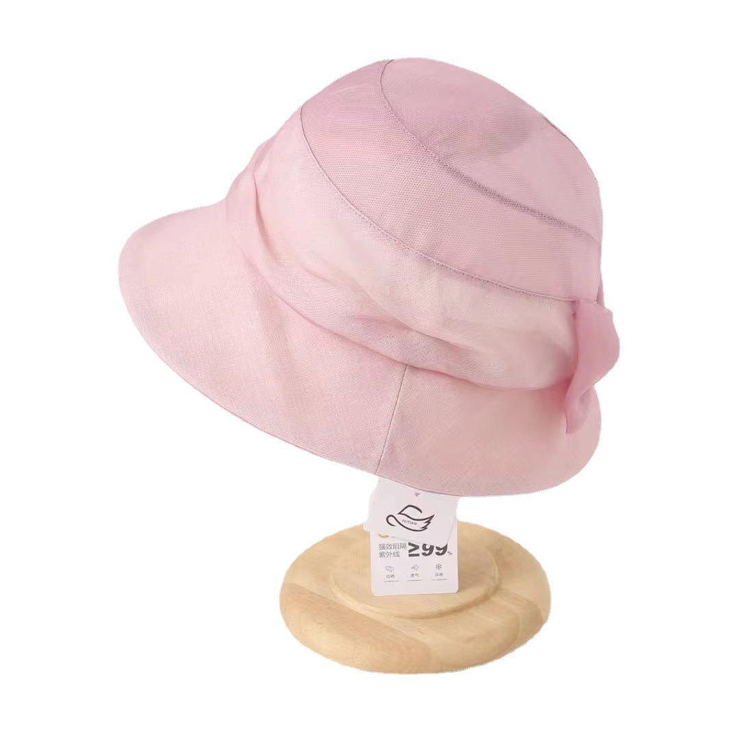 Summer women's silk mulberry silk butterfly fisherman hat foldable lightweight breathable sun protection sun hat