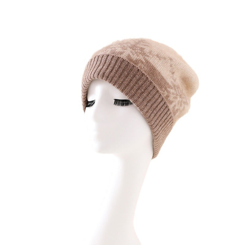 Pure cashmere hat women's winter thickened knitted wool hat with ear protection