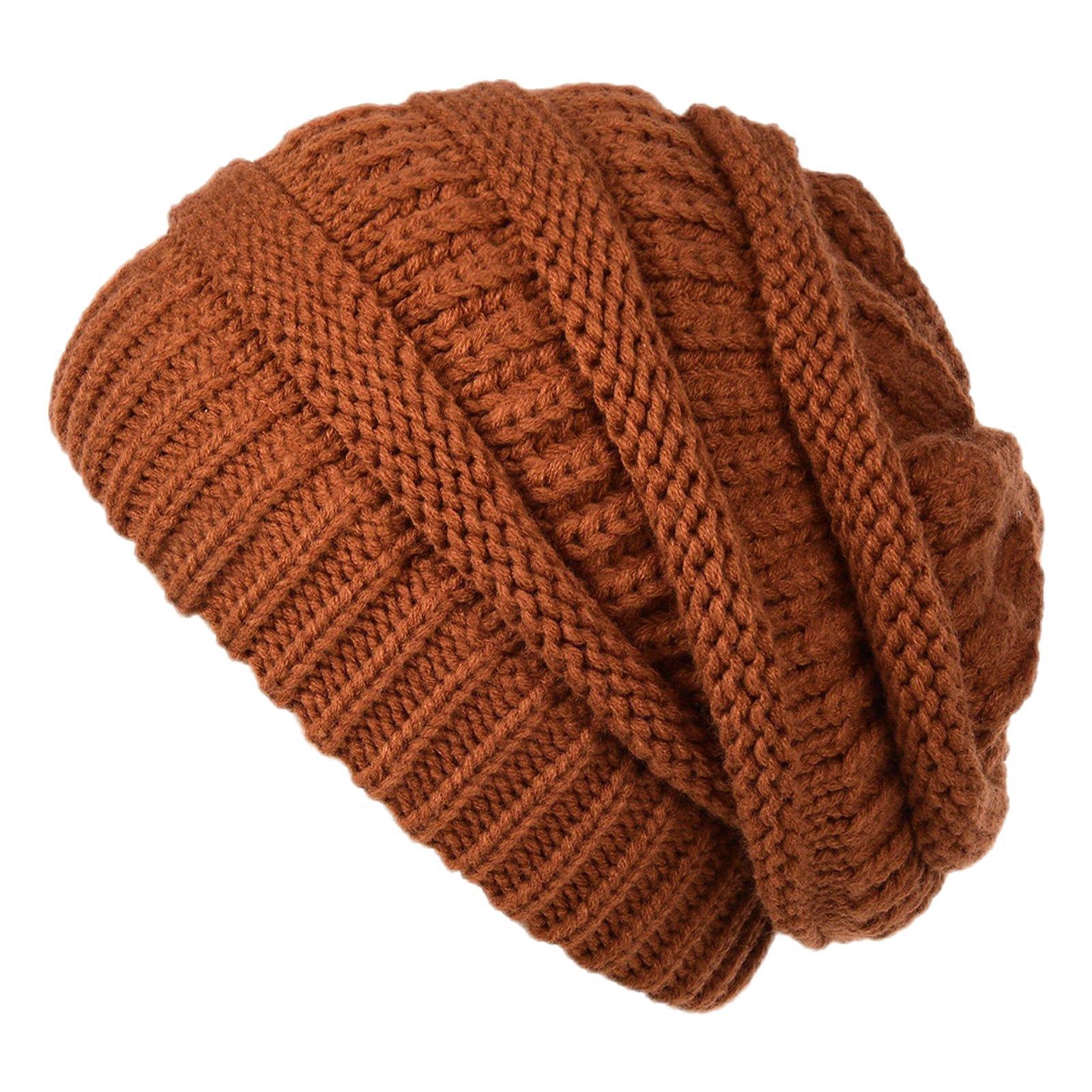 Warm and soft stretch knitted hat without brim skull adult ski big brim hat without lining