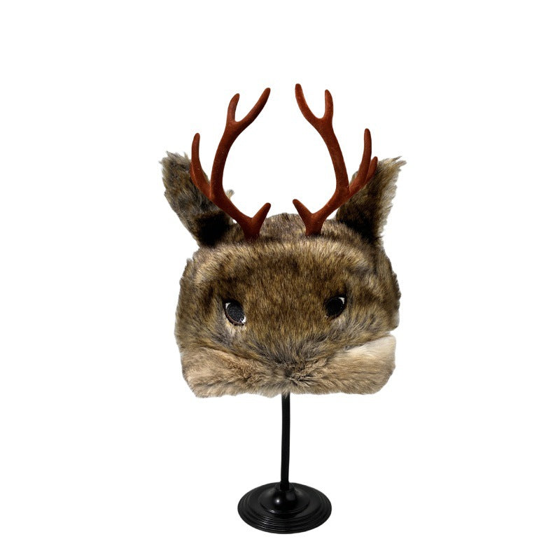 Winter Simulation Fawn Antlers Adult Hat Faux Fur Children's Unicorn Hat