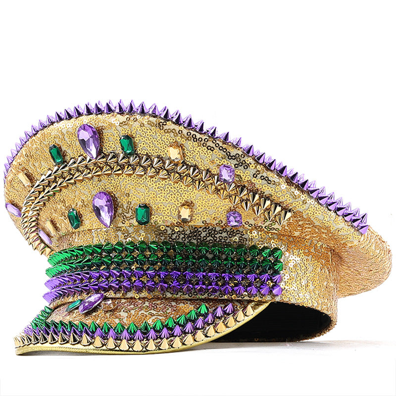 Fashion rhinestone flat hat for women autumn and winter all-match temperament beret