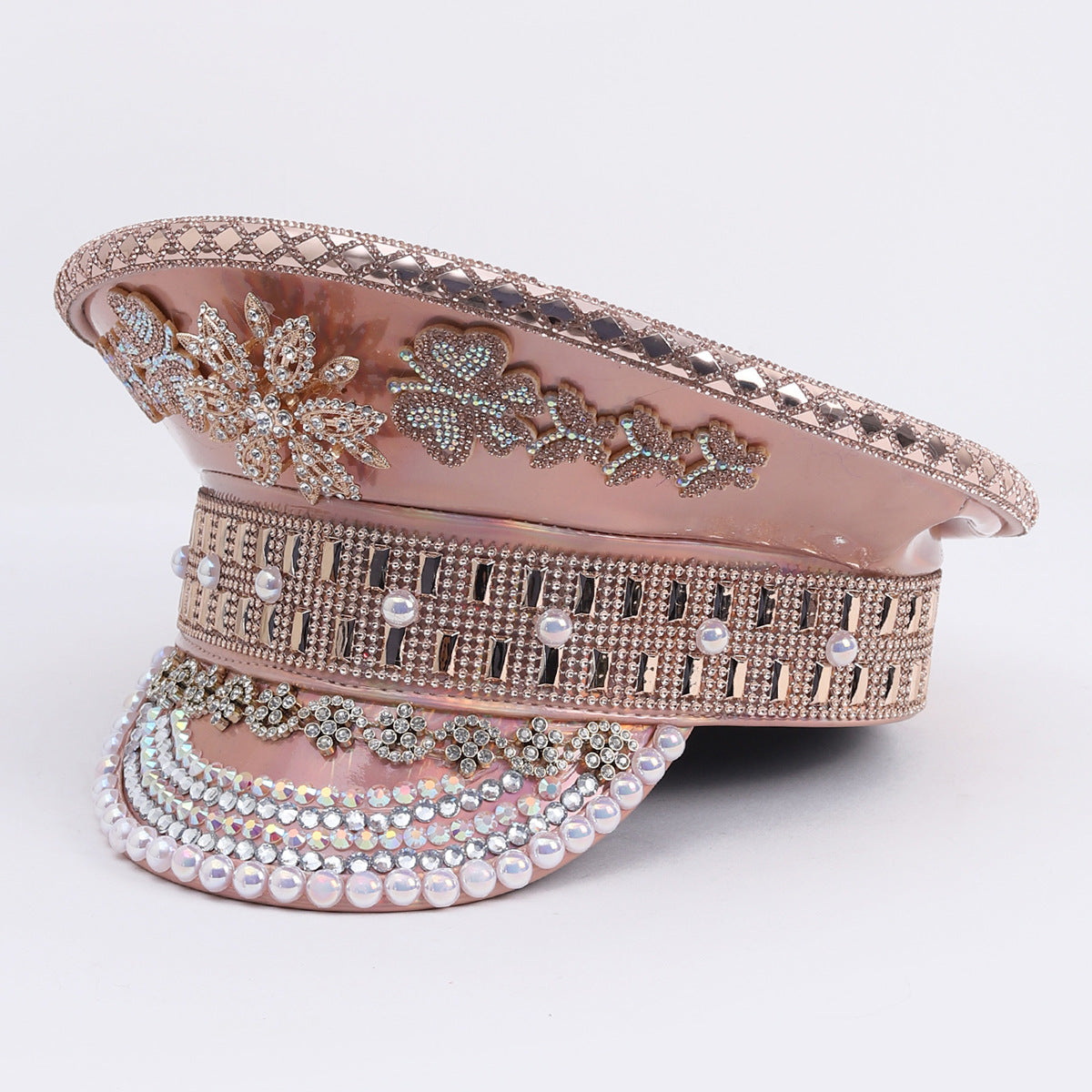 Fashion hat with diamonds and diamond hood flat hat