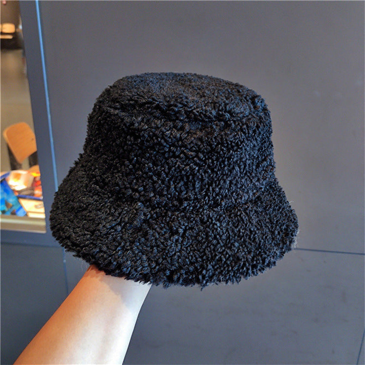 Autumn and winter bucket hat lambskin bucket hat winter women's plush fashion warm hat cold hat men