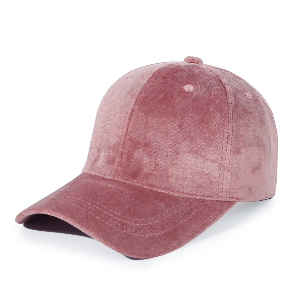 Velvet cap hard top solid color autumn and winter women's hat all-match casual baseball cap