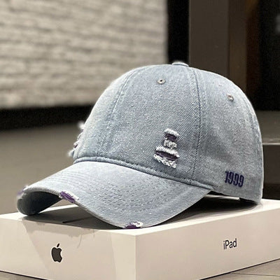 Denim hole hat for women Spring and autumn casual all-match cap for men