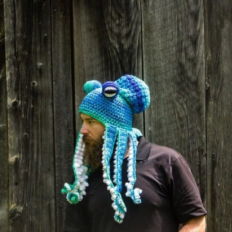 Octopus hat tricky funny octopus head cover warm crochet wool hat