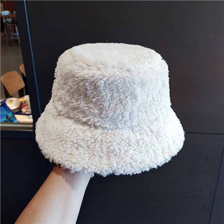 Autumn and winter bucket hat lambskin bucket hat winter women's plush fashion warm hat cold hat men