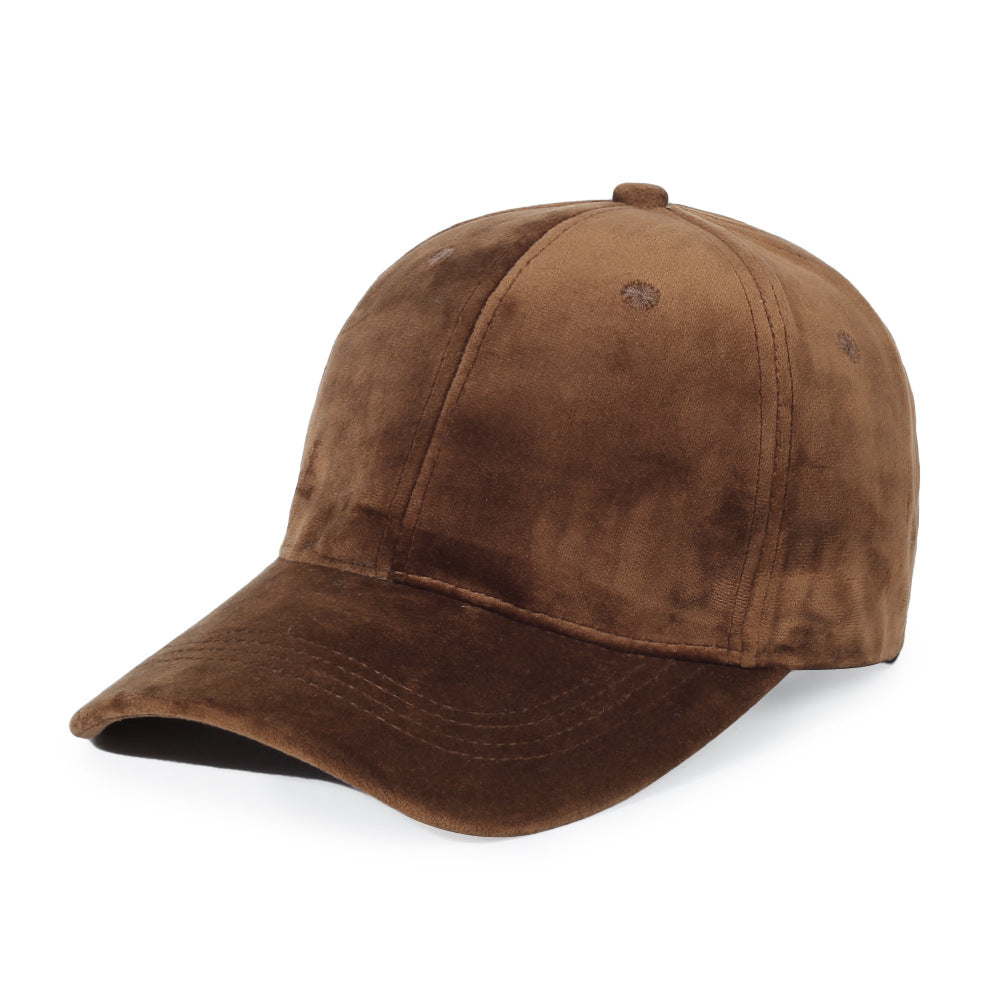 Velvet cap hard top solid color autumn and winter women's hat all-match casual baseball cap