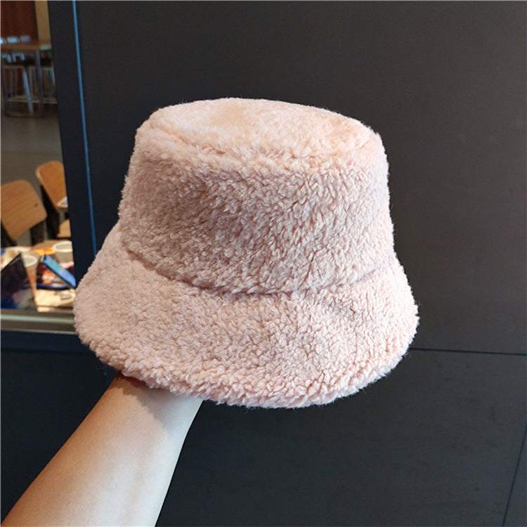 Autumn and winter bucket hat lambskin bucket hat winter women's plush fashion warm hat cold hat men