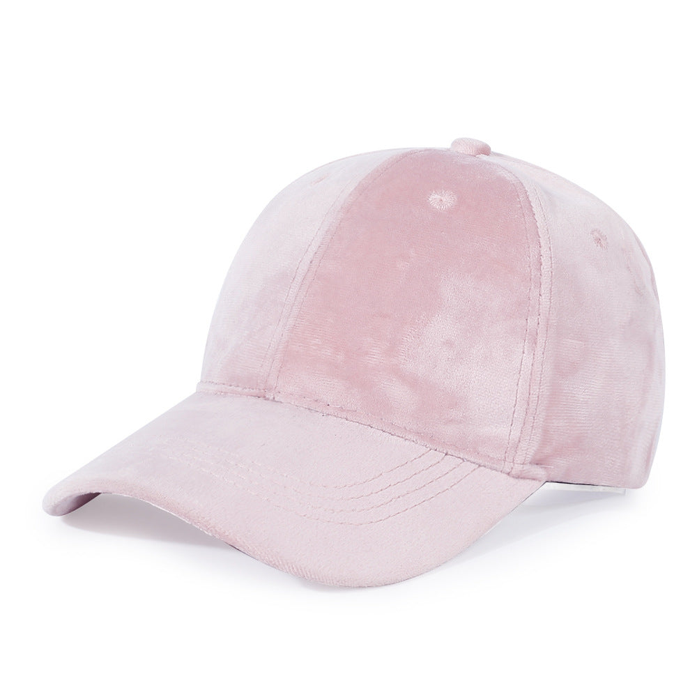 Velvet cap hard top solid color autumn and winter women's hat all-match casual baseball cap