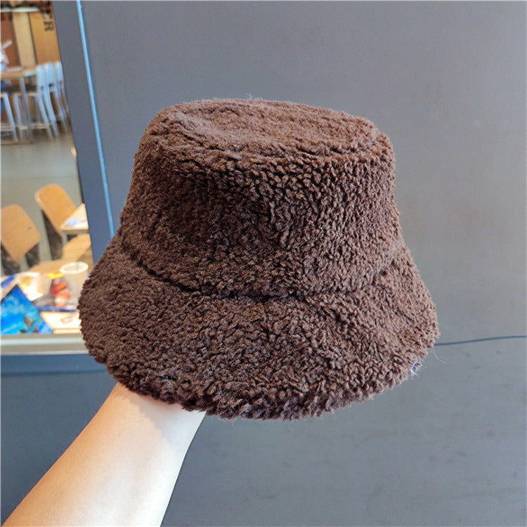 Autumn and winter bucket hat lambskin bucket hat winter women's plush fashion warm hat cold hat men