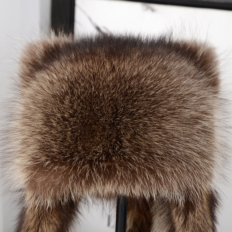 Real fur raccoon hat for girls, children, adults, ear protection, cold-proof Lei Feng hat